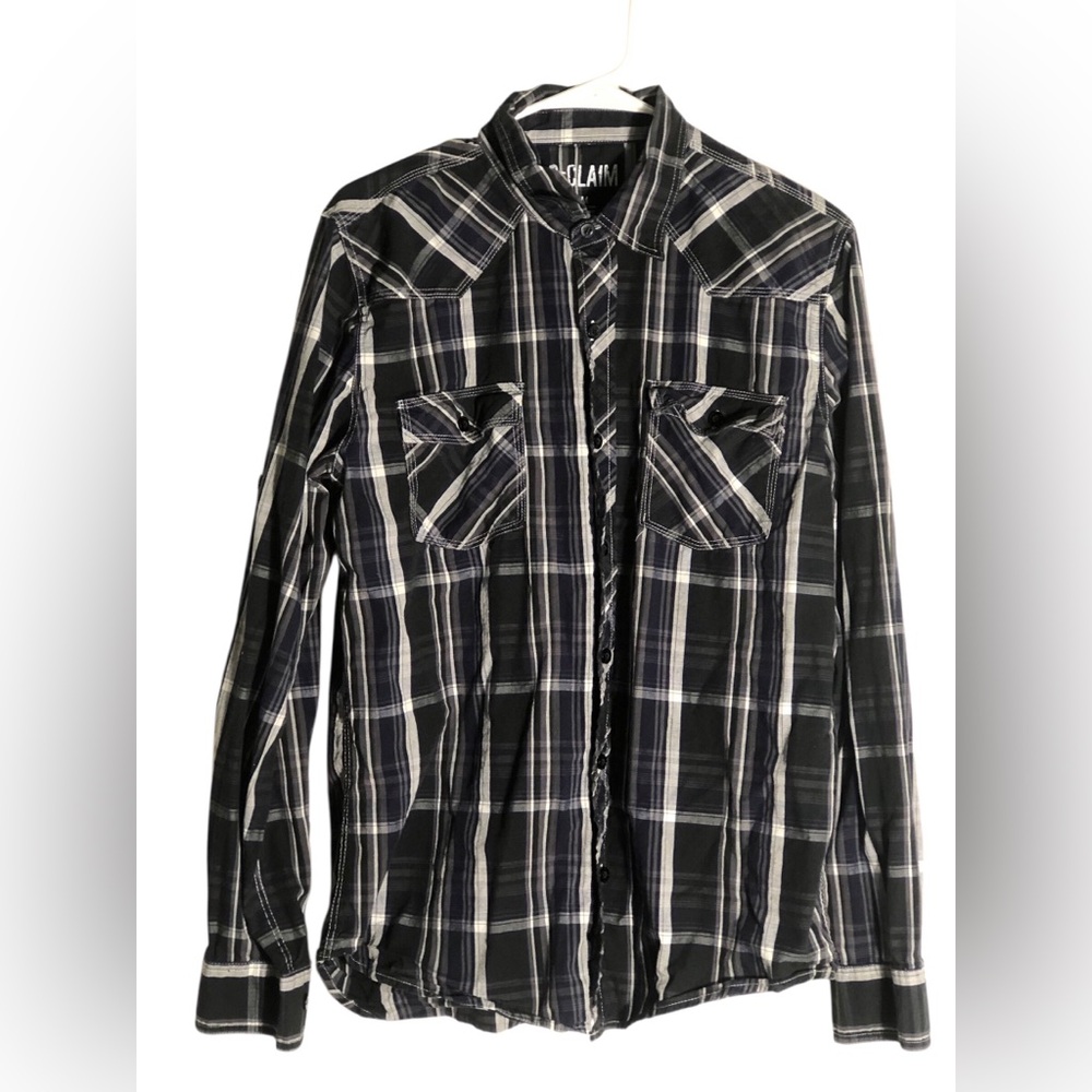 Reclaim men’s cotton plaid button down shirt Sz Medium